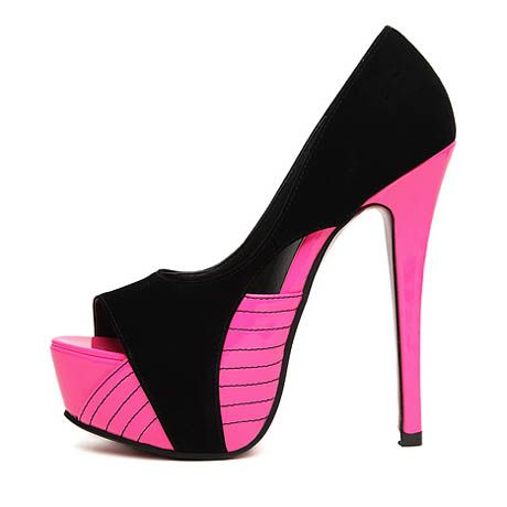 Lançamento Peep toe Rosa/Preto