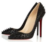 Christian louboutin Black Suede and Metallic Pumps