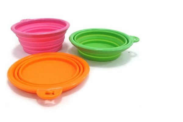 Potinhos para ração sanfonado de silicone