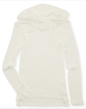 Waffle-Knit Pullover Hoodie