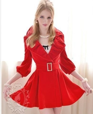 VESTIDO SOBRETUDO DAMA DE VERMELHO LUXO