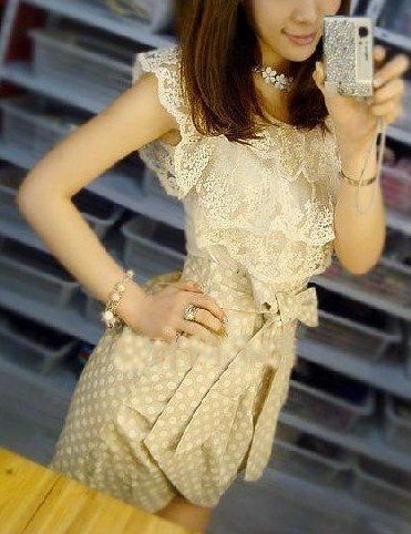 Vestido Social Cintura Alta Renda