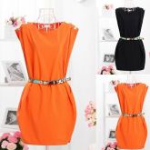 Vestido Casual Chic e Simples Com  Cinto