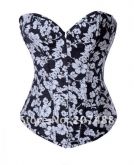 CORSET FLORES BRANCO/PRETO