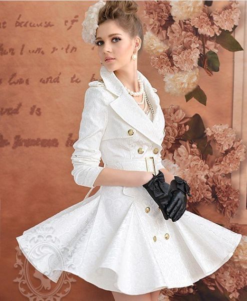 Women's White jacquard slim Branca de Neve