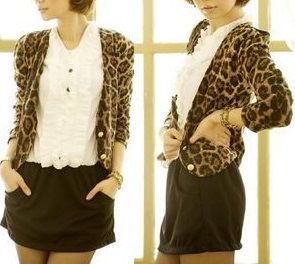 Jaqueta Leopardo Botões Dourados