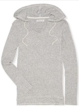 Waffle-Knit Pullover Hoodie