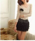 Saia Drapeada Renda Com cinto P/M/G