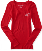 Long Sleeve Aero NY Ribbed V-Neck Tee