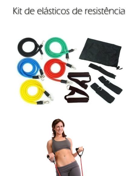 Kit de elásticos de resistência com 11 peças Fitness