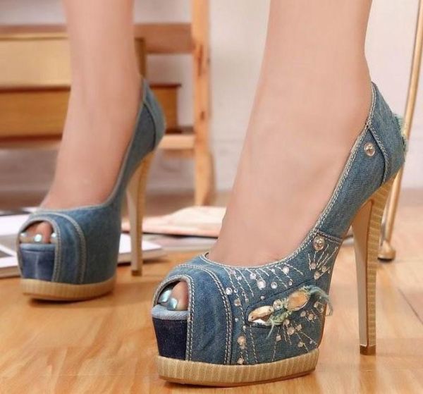 New Arrival Retro Trend Jeans Peep toe