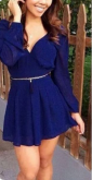 Vestido Coastal Neckline Royal Blue